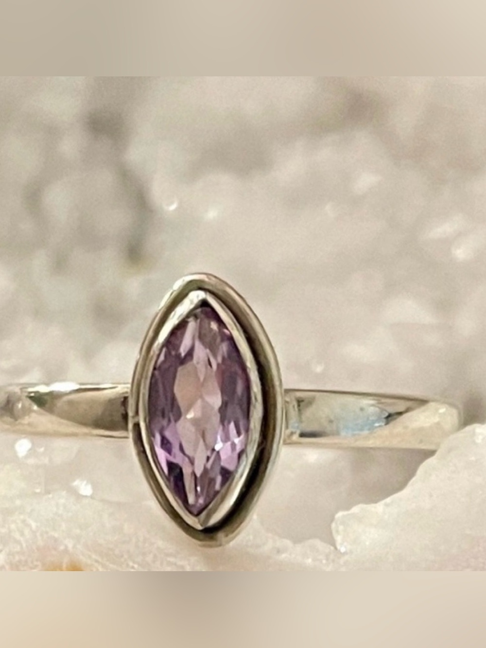Purple Amethyst Sterling Silver Ring 925 Size 10